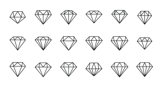 Arrangement of multiple linear diamond shapes against a white background