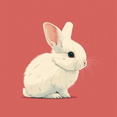 Fototapeta premium Flat Logo Illustration of a White Rabbit