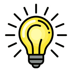 Fototapeta premium Bright Glowing Light Bulb Vector Icon