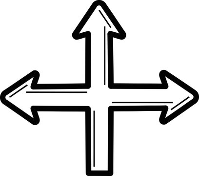 Four way arrow intersection directional symbol