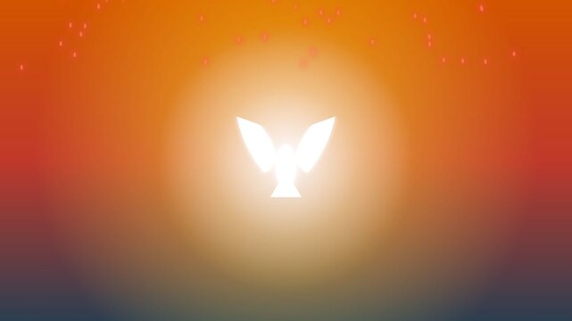 Holy Spirit Dove Shining Brightly Against a Warm Gradient Background.