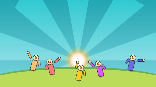 Animated Jesus Ascends to Heaven with Disciples Watching.