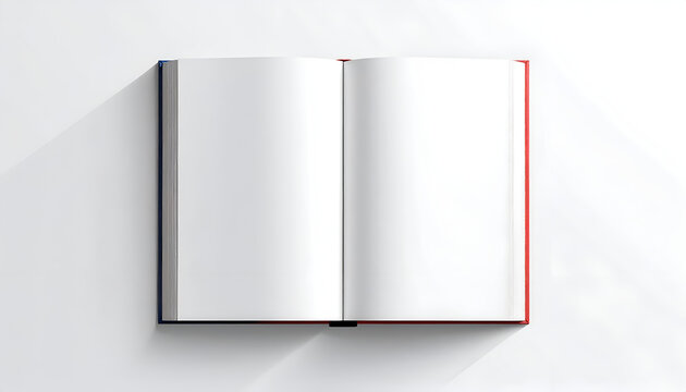 Open blank book mockup featuring clean white pages ready for custom content design