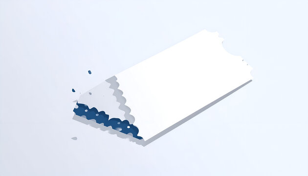 Torn white paper sheet with a jagged edge and dark blue underlay on light backdrop