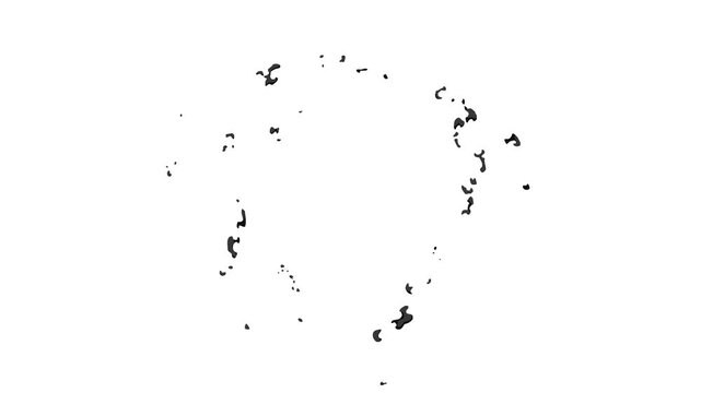 Animated dark grey smoke cloud graphic element isolated on white for explosion visual effects.