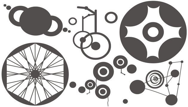 Mod&egrave;les graphique circulaire, gris sur fond transparent.