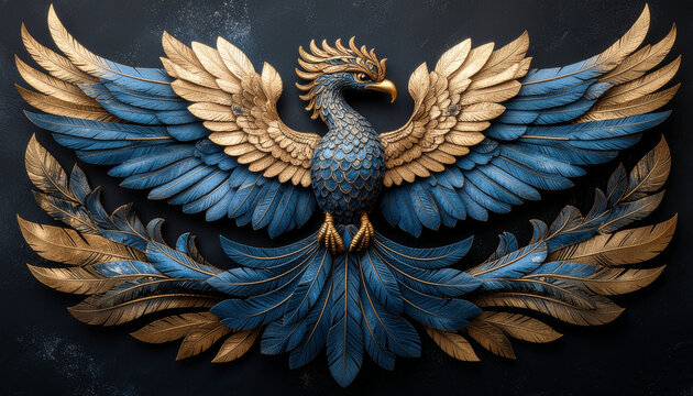 Majestic phoenix bird sculpture artwork