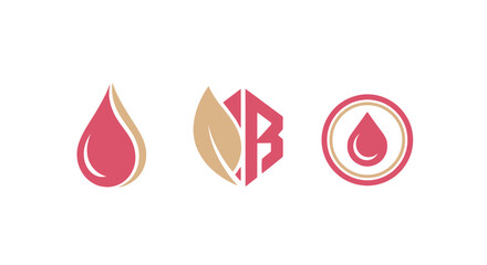 Fototapeta premium Abstract Logo Designs: Water Drop, Leaf, and Circle Icons