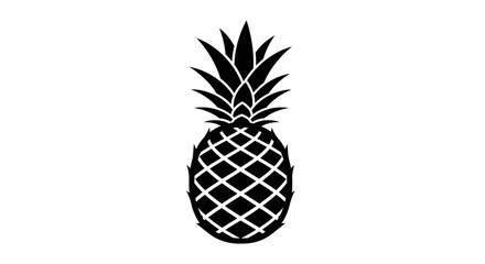 Fototapeta premium Black and White Pineapple Silhouette Icon Vector Graphic