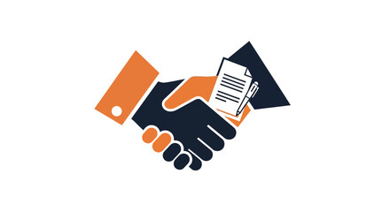 Fototapeta premium Business handshake agreement with contract and pen icon, partnership concept