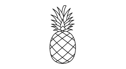 Obraz premium Simple Line Art Pineapple Icon - Minimalist Tropical Fruit Vector