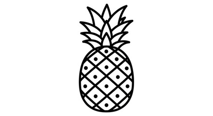 Obraz premium Simple Line Art Pineapple Icon - Tropical Fruit Vector Graphic