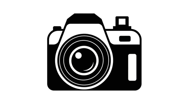 Black and White Camera Icon: Photography Symbol, Digital Imaging, Creative Tool
