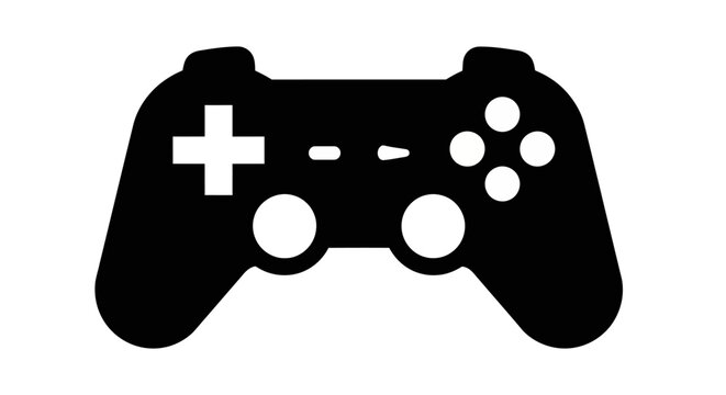 Black Video Game Controller Icon, Gaming Symbol, Digital Entertainment