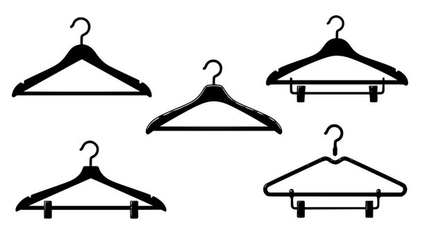 Clothing hanger cartoon icons wardrobe equipment vector set