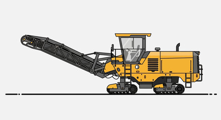 Obraz premium Yellow Road Milling Machine Construction Vehicle Illustration On White Background
