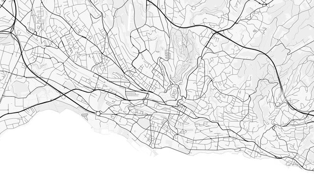 Lausanne City Map. Minimalist black and white line art poster for printing, wallpaper, wall art, and map resources for home and office decor.