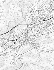 Obraz premium St. Gallen City Map. Minimalist black and white line art poster for printing, wallpaper, wall art, and map resources for home and office decor.