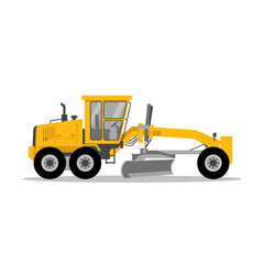 Naklejka premium Yellow Grader Vehicle Flat Illustration Construction Machine