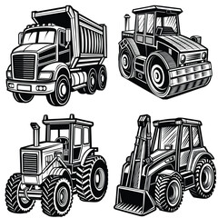 Grading & Digging Dump Truck, Tractor, and Backhoe Trio © BGS