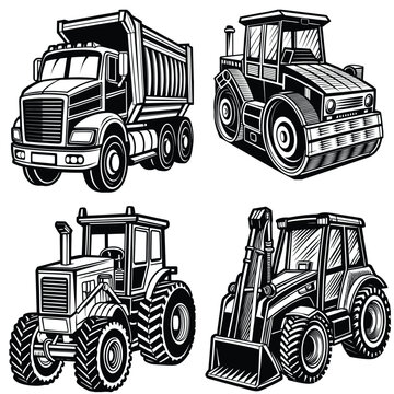 Grading & Digging Dump Truck, Tractor, and Backhoe Trio