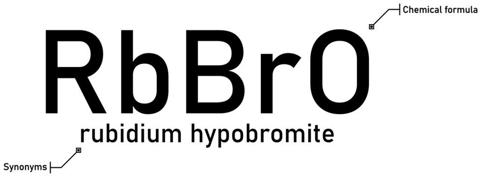 Rubidium hypobromite chemical formula with callout titles