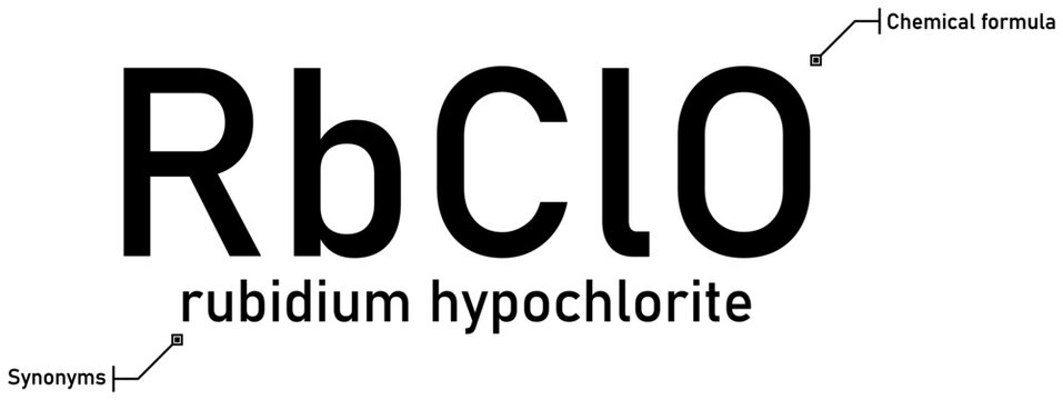 Rubidium hypochlorite chemical formula with callout titles