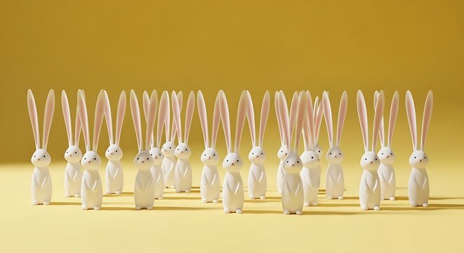 A collection of small white plastic or glass objects with long thin sticks