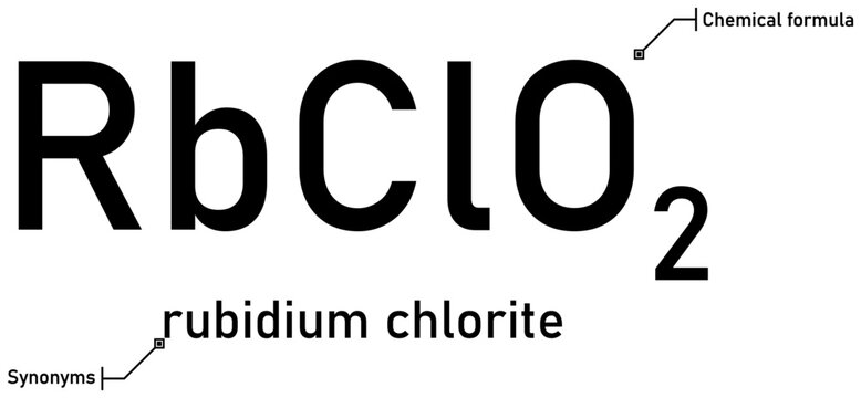 Rubidium chlorite chemical formula with callout titles