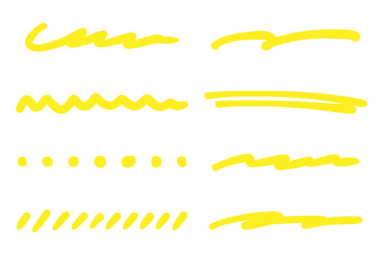 手描きペンのアンダーラインセット 黄色