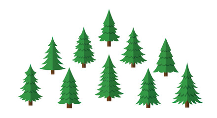 Obraz premium Green Christmas Trees Collection Isolated on White Background