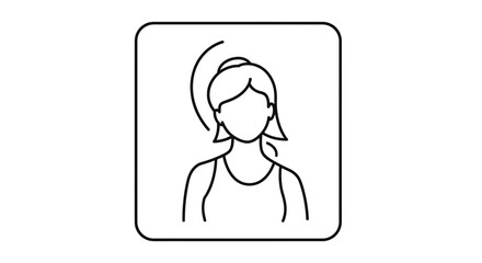 Fototapeta premium Simple Line Icon of a Woman with Ponytail and Halo, Representing a Saint or Angel