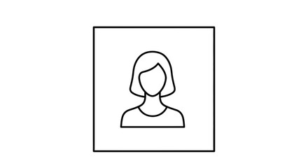 Fototapeta premium Simple Line Icon of a Woman's Bust in a Square Frame