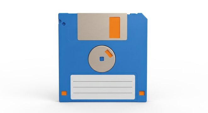 A blue floppy disk on a white background