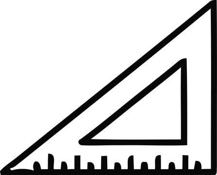 A drawing of a triangle ruler with measurements Vector