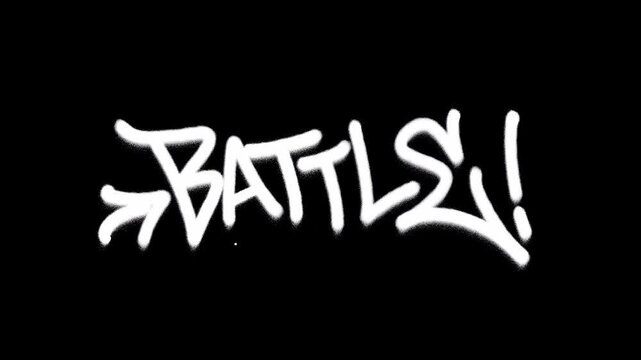 Battle Graffiti Tag Motion Animation in 4K Featuring Aggressive Spray Paint Text on Urban City Wall with Realistic Aerosol Drips and Hip Hop Competition Aesthetic.