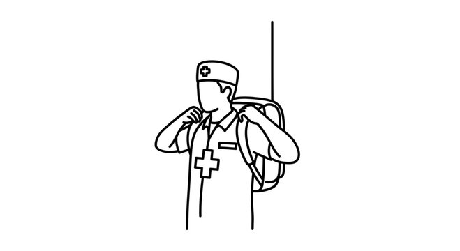 Emergency healthcare professional with backpack ready to deploy aid and support