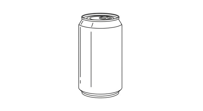 Clean line art illustration of a generic metal beverage can for various liquid contents