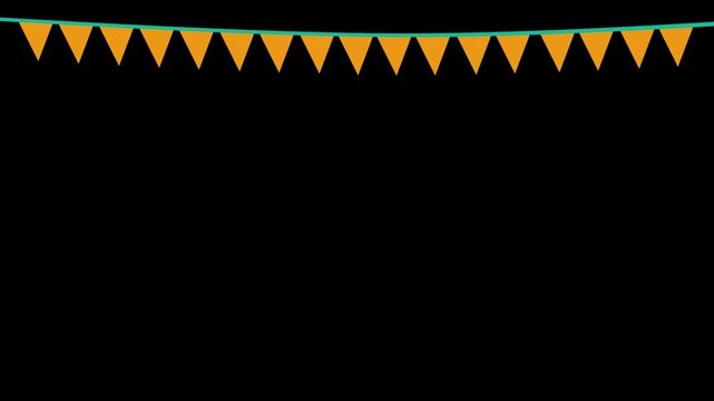 Colorful carnival festival flags garland seamless loop animation with alpha channel