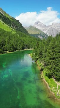 Palpuognasee mountain lake Albula Pass Lai da Palpuogna Switzerland vertical video reel