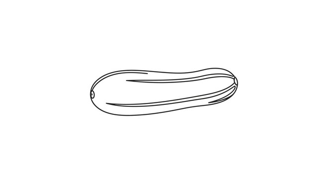 Minimalist continuous line art drawing of a fresh zucchini or cucumber, perfect for healthy eating