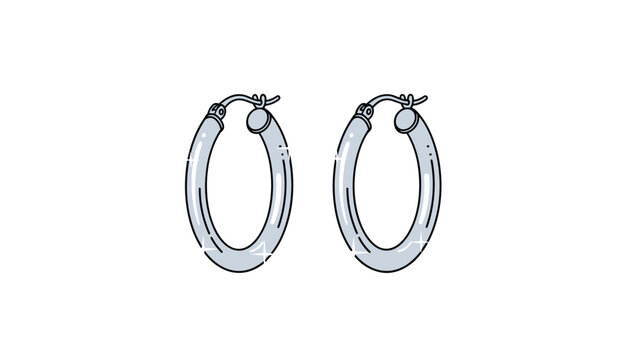 Pair of classic silver hoop earrings with a shiny polished finish and a subtle sparkle on a white background.