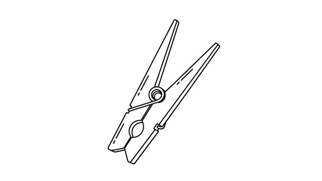 Simple line art illustration of a wooden clothespin shown from a side perspective on a white background for laundry themes.