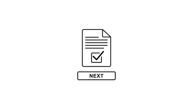 Checklist document with next button confirmation symbol