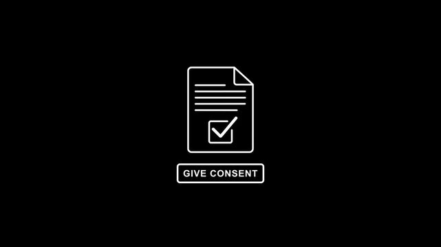 Consent form document with checkbox and give consent button on black background document checkbox permission