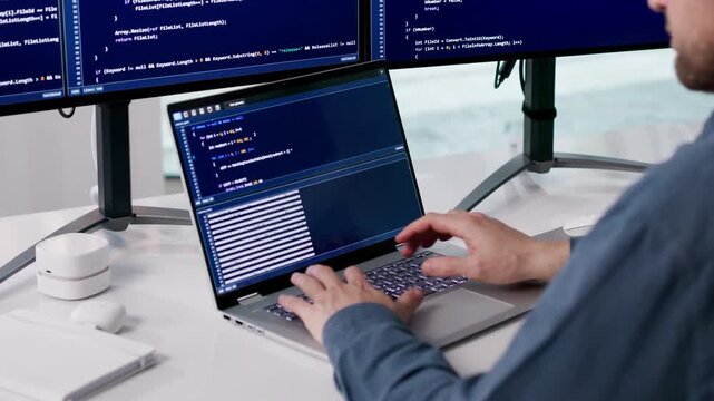 Programmer Focused On Coding New Software