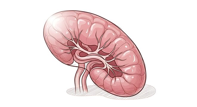 Human Kidney Organ Anatomy Illustration.