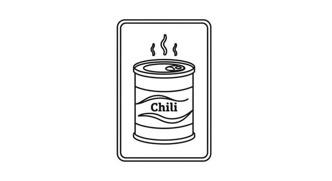 Minimalist outline icon depicting a steaming can of chili, perfect for various culinary design needs