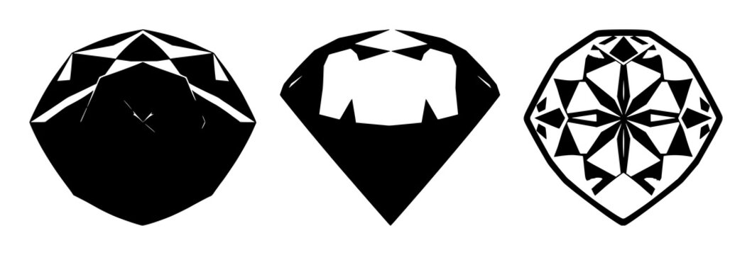 Diamond set with monocolor silhouette showcasing sharp geometric facets featuring lab-grown, sustainable, luxury icon with bold edges and stark contrast