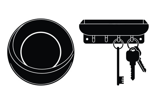 Cbs logo and key holder silhouette, brand icon